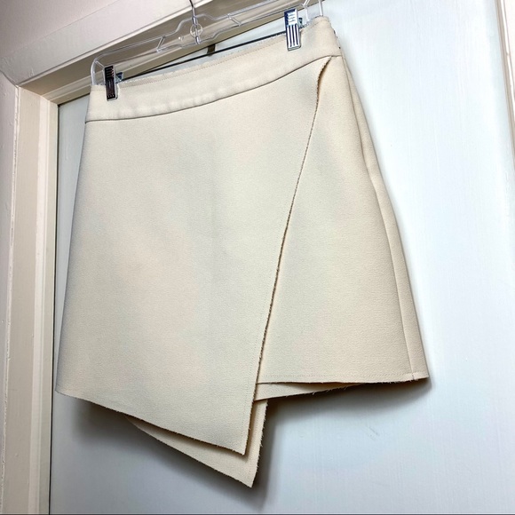 TopShop Ivory Raw Hem Asymmetrical Wrap Mini Skirt - Picture 4 of 10